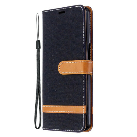 Xiaomi Redmi Note 9S / Redmi Note 9 Pro Tasche Stoff und Lederoptik mit Riemen