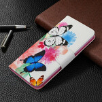 Huawei P40 Lite Hülle Schmetterlinge und Blumen Gemalt