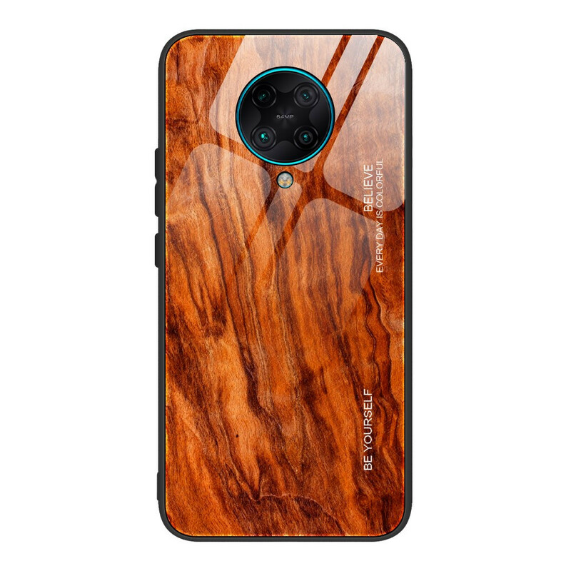 Hülle Xiaomi Poco F2 Pro Tempered Glass Holz Design