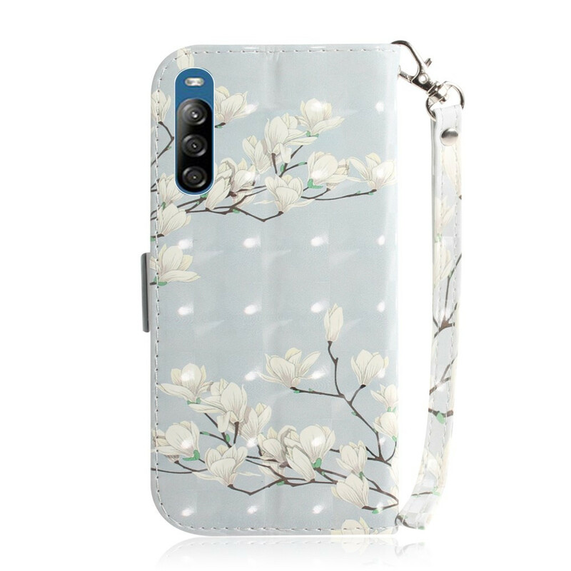 Sony Xperia L4 Tasche Blumenzweig mit Riemen Sony Xperia L4 Tasche Blumenzweig mit Riemen