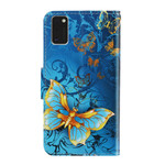 Hülle Samsung Galaxy A41 Variationen Schmetterlinge mit Riemen
