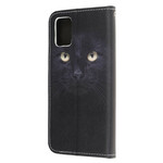 Samsung Galaxy A41 Katzenaugen Tasche Schwarz mit Riemen