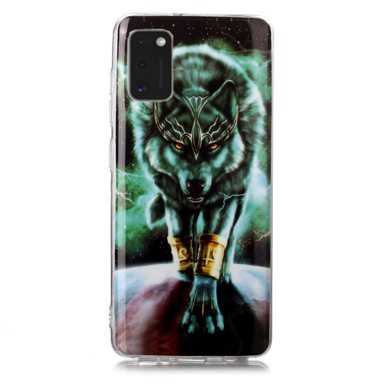 Samsung Galaxy A41 Serie Wolf Cover Fluoreszierend