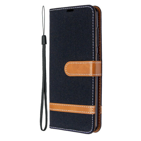 Samsung Galaxy A41 Stoff & Lederoptik Tasche mit Riemen