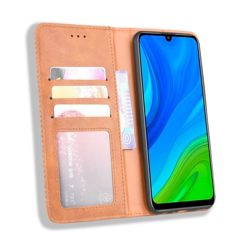 Flip Cover Huawei P Smart 2020 Vintage-Leder-Effekt Stilisiert