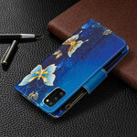 Samsung Galaxy A41 Tasche mit Reißverschluss Schmetterlinge