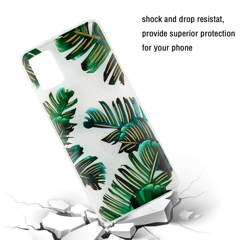 Samsung Galaxy A51 Hülle Transparent Grüne Blätter