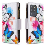 Samsung Galaxy S20 Ultra Tasche mit Reißverschluss Schmetterlinge