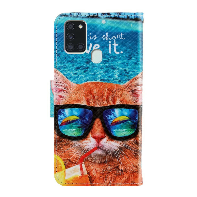 Samsung Galaxy A21s Cat Live It Tasche mit Riemen