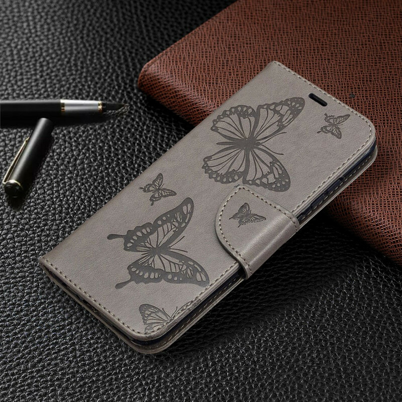 Hülle Huawei P Smart Plus 2020 Fliegende Schmetterlinge mit Lanyard