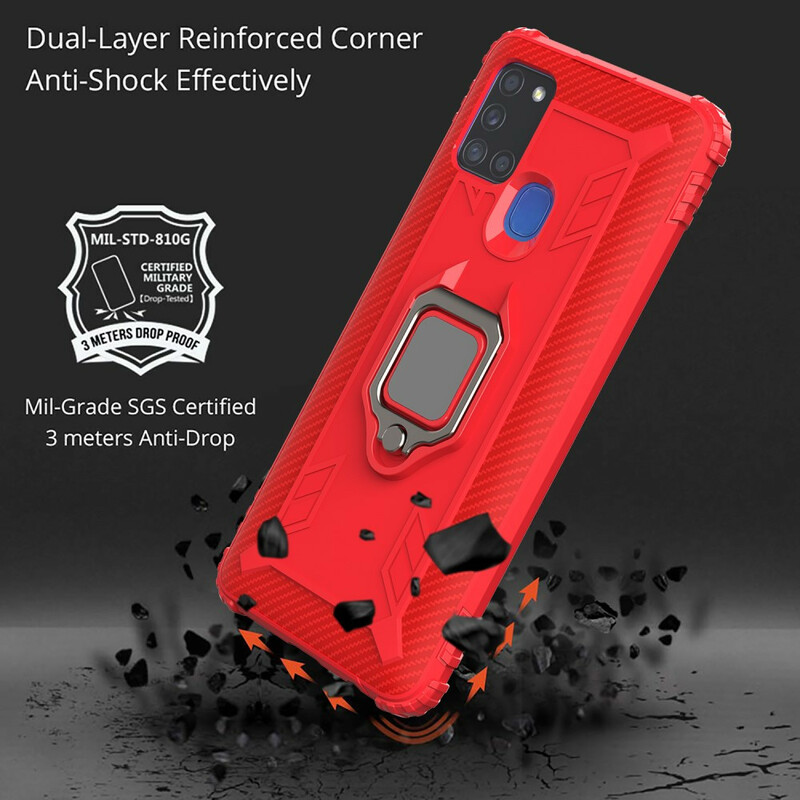 Samsung Galaxy A21s Ring und Kohlefaser Cover Samsung Galaxy A21s Ring und Kohlefaser Cover