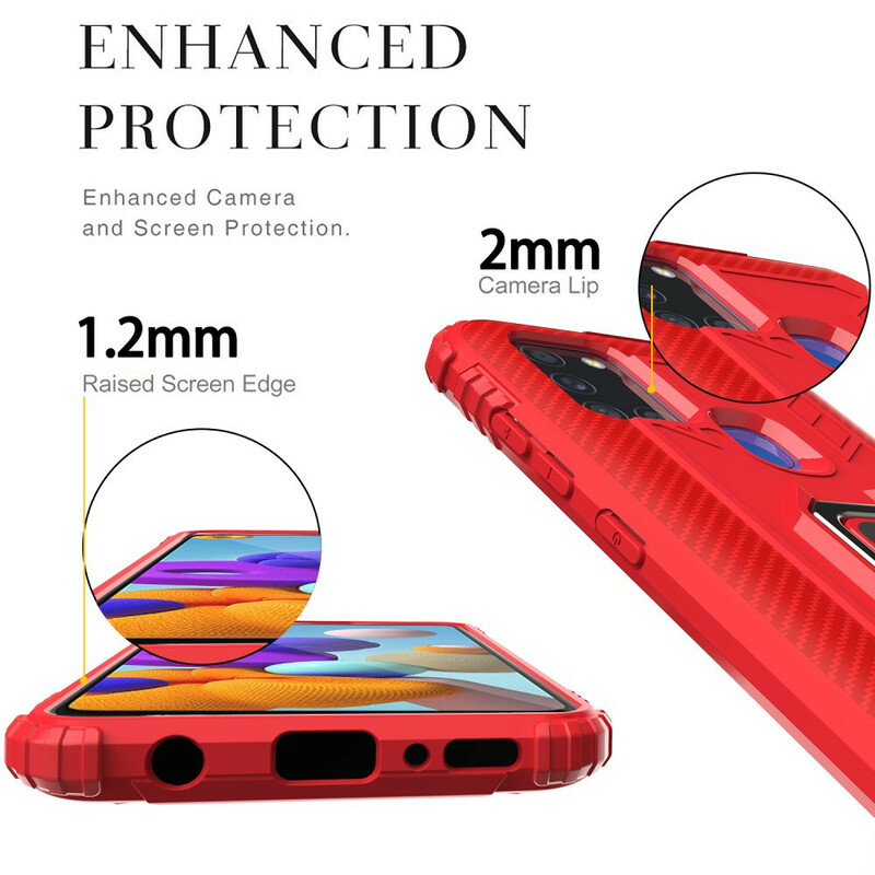 Samsung Galaxy A21s Ring und Kohlefaser Cover Samsung Galaxy A21s Ring und Kohlefaser Cover