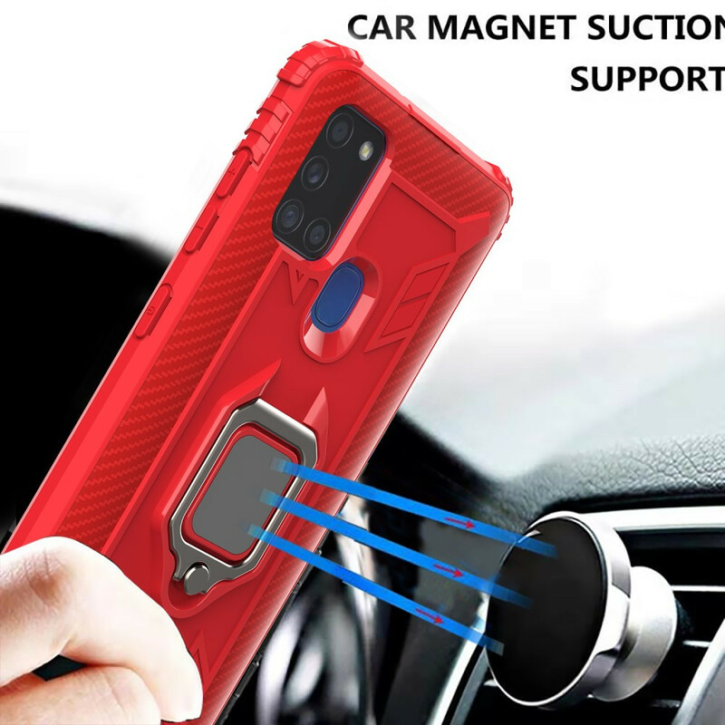 Samsung Galaxy A21s Ring und Kohlefaser Cover Samsung Galaxy A21s Ring und Kohlefaser Cover