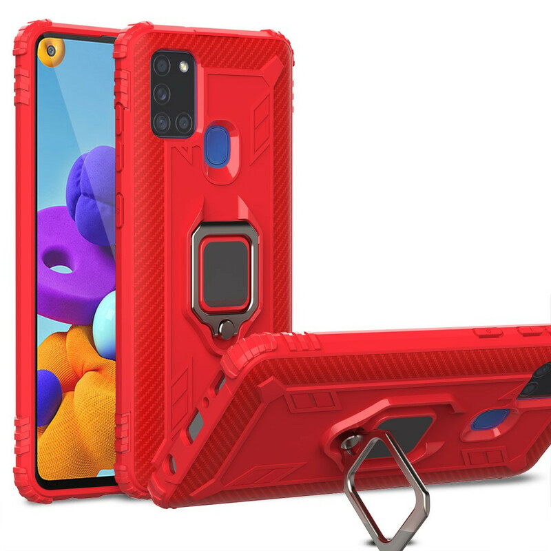 Samsung Galaxy A21s Ring und Kohlefaser Cover Samsung Galaxy A21s Ring und Kohlefaser Cover
