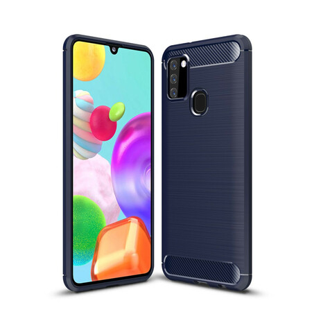 Samsung Galaxy A21s Kohlefaser Cover Gebürstet