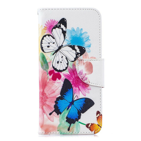 Honor 8A Hülle Gemalte Schmetterlinge und Blumen
