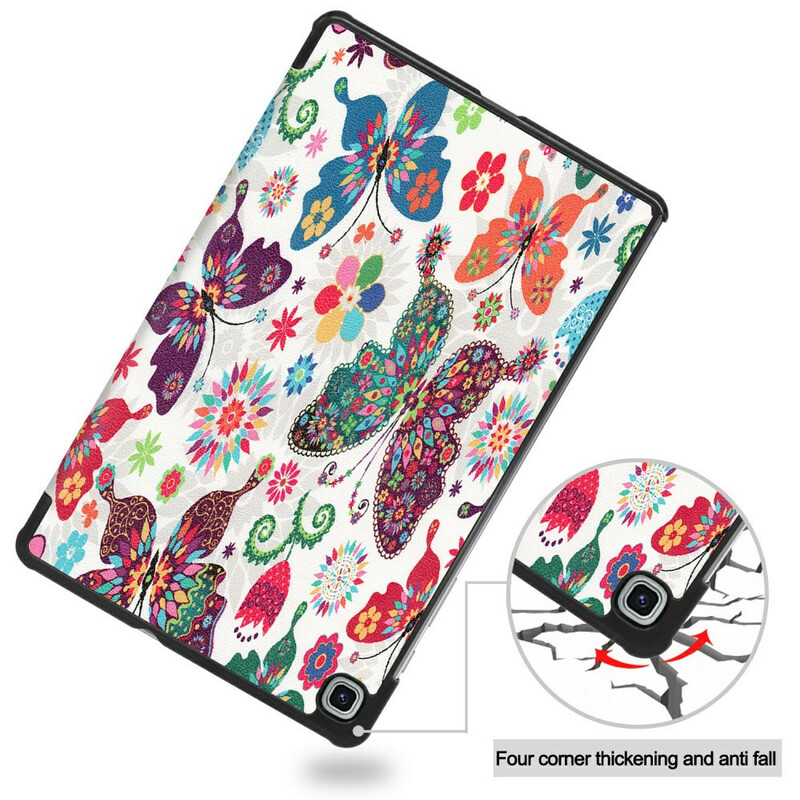 Smart Case Samsung Galaxy Tab S6 Lite Retro Schmetterlinge und Blumen