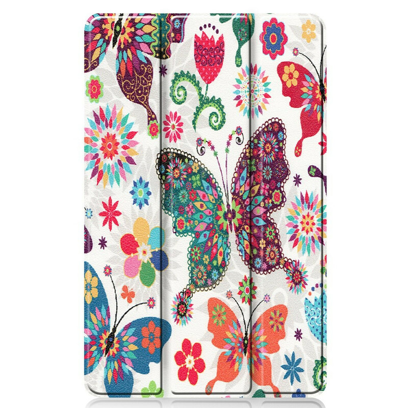 Smart Case Samsung Galaxy Tab S6 Lite Retro Schmetterlinge und Blumen