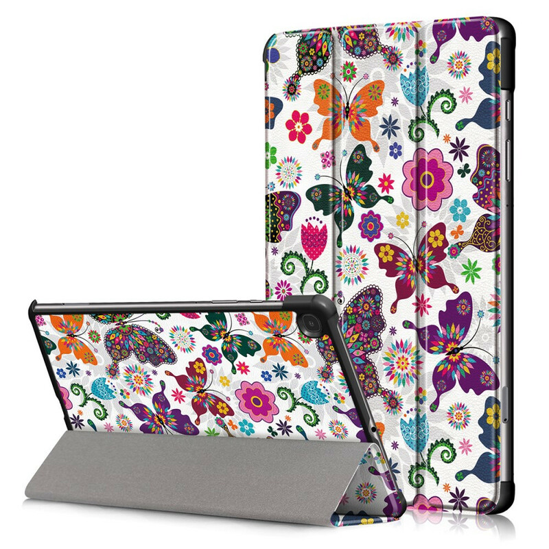 Smart Case Samsung Galaxy Tab S6 Lite Verstärkt Schmetterlinge und Blumen