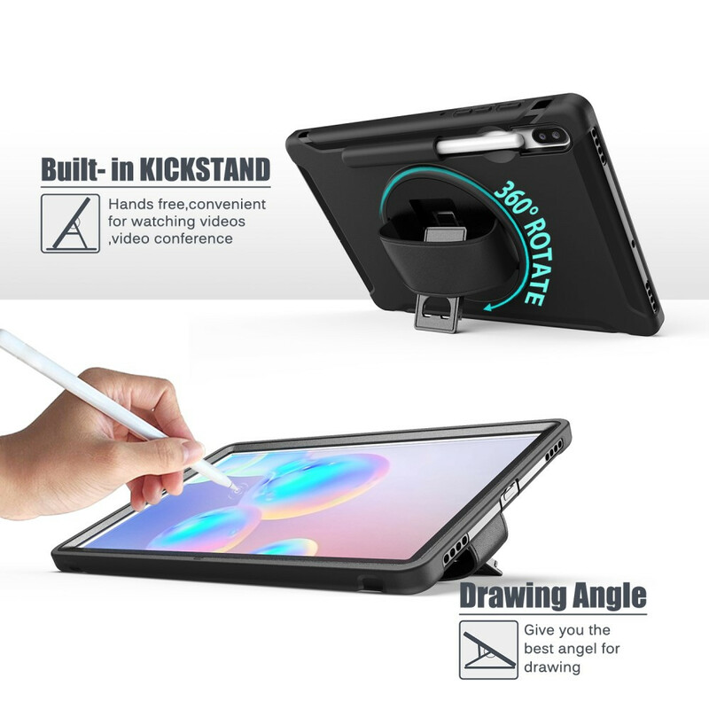 Samsung Galaxy Tab S6 Cover Dreifacher Schutz mit Gurtband und Halterung