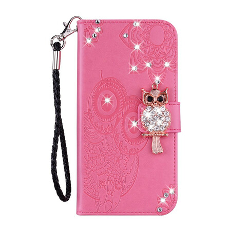 Huawei Y5p Tasche Eule Mandala und Charm