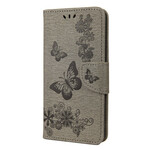 Huawei Y6p Tasche Nur Schmetterlinge mit Lanyard