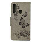 Huawei Y6p Tasche Nur Schmetterlinge mit Lanyard