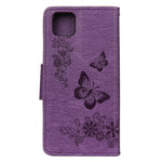 Huawei Y5p Tasche Nur Schmetterlinge mit Lanyard