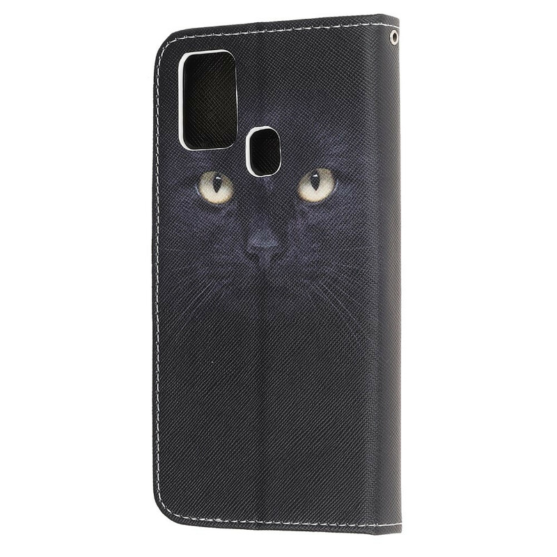 Samsung Galaxy M31 Katzenaugen Tasche Schwarz mit Riemen