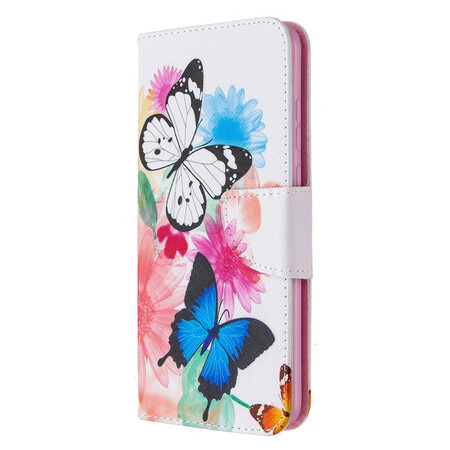 Honor 9A Hülle Gemalte Schmetterlinge und Blumen