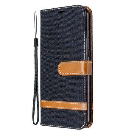 Honor 9A Stoff- und Lederoptik-Tasche mit Trageriemen