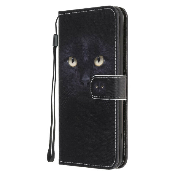 Google Pixel 4a Katzenaugen Tasche Schwarz mit Lanyard