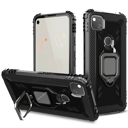 Google Pixel 4a Ring und Kohlefaser Cover