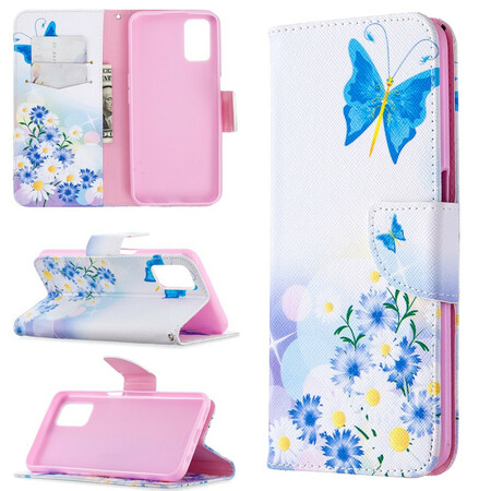 Hülle Oppo A72 Gemalte Schmetterlinge und Blumen