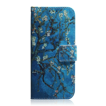 Xiaomi Redmi Note 9 Hülle Blumiger Baum Blauer Hintergrund