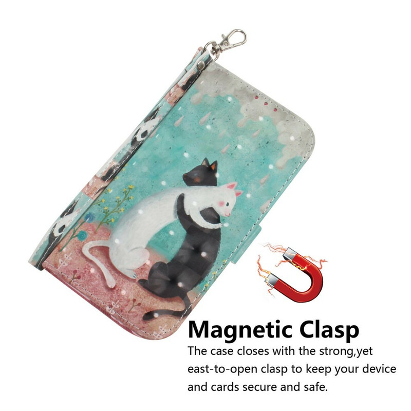 Xiaomi Redmi Note 9 Tasche Katzenfreunde mit Riemen