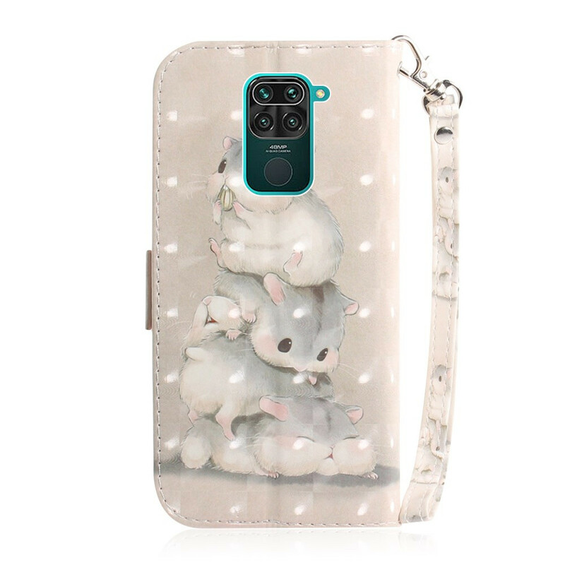 Xiaomi Redmi Note 9 Tasche Hamster mit Riemen