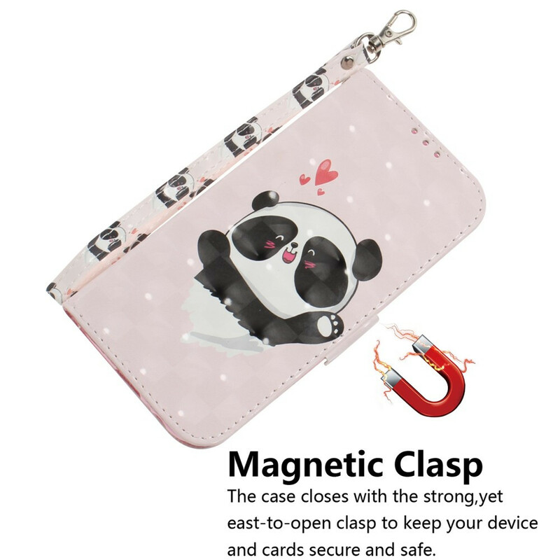 Xiaomi Redmi Note 9 Panda Love Tasche mit Riemen