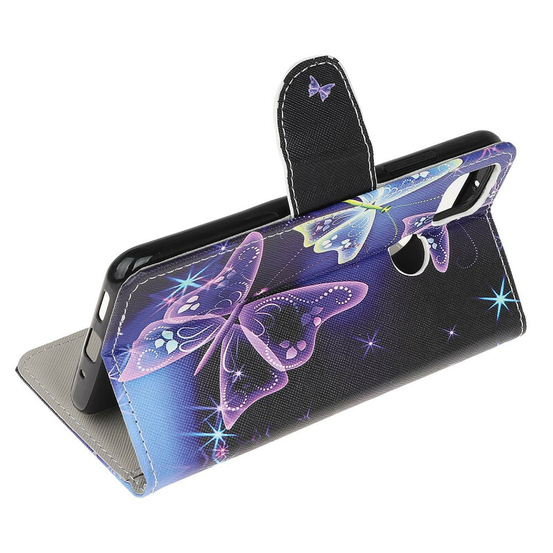 Xiaomi REdmi 9C Tasche Neon Schmetterlinge