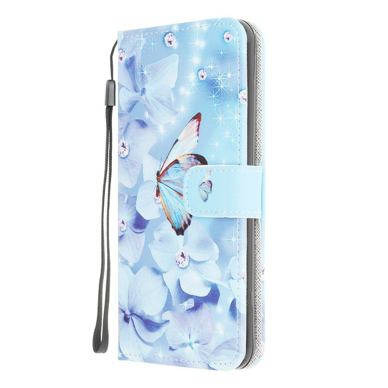 Xiaomi Redmi 9C Diamond Butterflies Strap Tasche