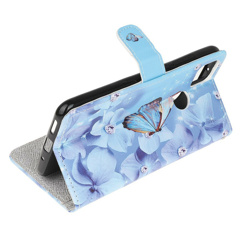 Xiaomi Redmi 9C Diamond Butterflies Strap Tasche