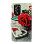 Samsung Galaxy Note 20 Romantische Rose Tasche mit Riemen