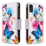 Honor 9X Lite Tasche mit Reißverschluss Schmetterlinge