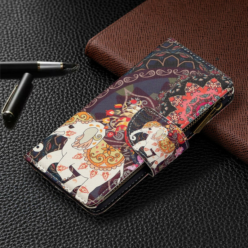 Xiaomi Redmi 9 Tasche mit Reißverschluss Elefant