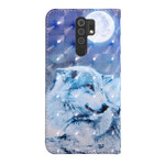 Xiaomi Redmi 9 Wolf im Mondlicht Tasche