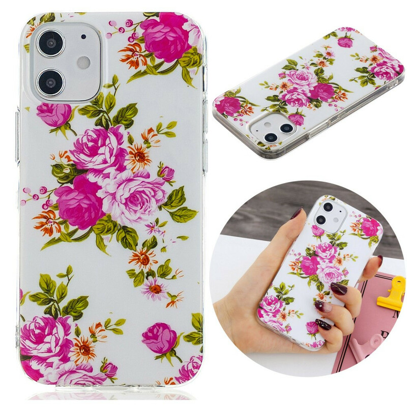 iPhone Cover 12 Liberty Flowers Fluoreszierend