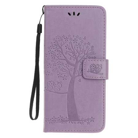 iPhone 12 Hülle Baum und Eulen mit Riemen