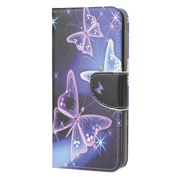 Xiaomi Redmi 9A Tasche Neon Schmetterlinge