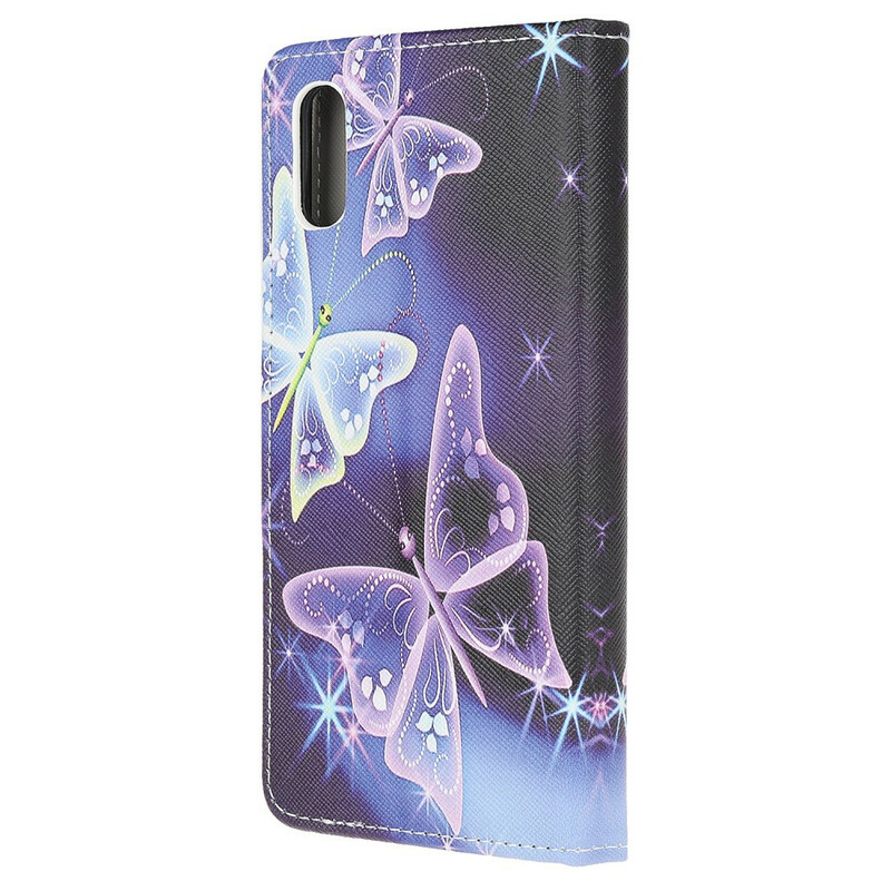 Xiaomi Redmi 9A Tasche Neon Schmetterlinge