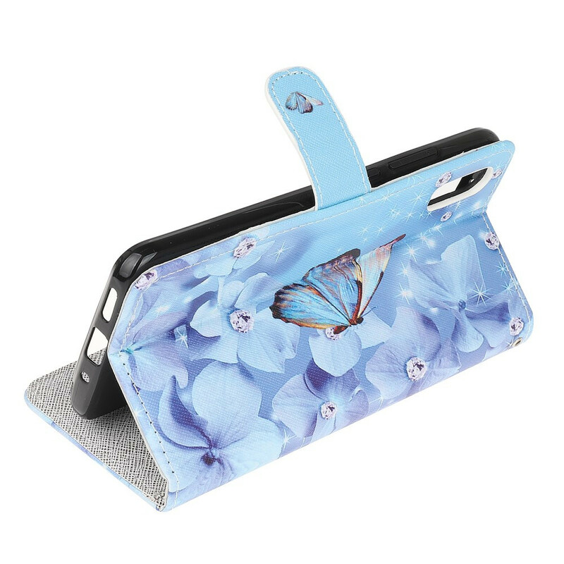 Xiaomi Redmi 9A Diamond Butterflies Strap Tasche